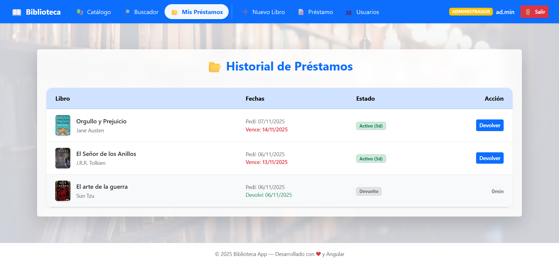 Sección de Prestamos